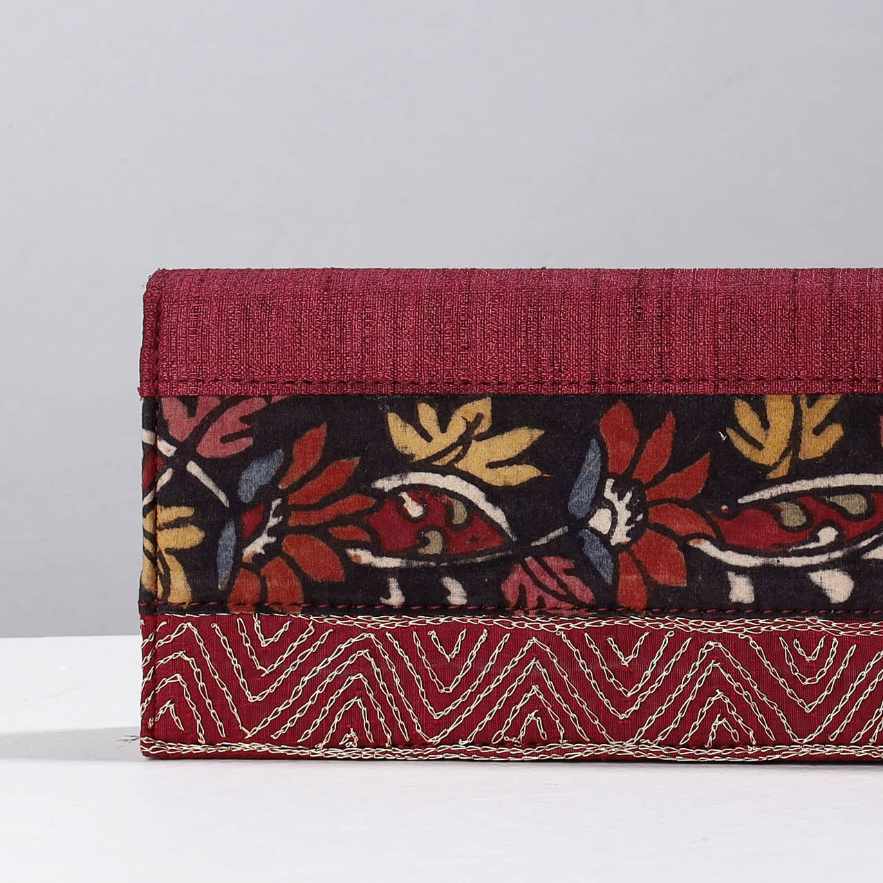 Pink Handpainted Kalamkari Natural Dyed Ghicha Silk Clutch