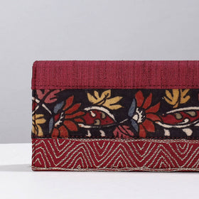 Pink Handpainted Kalamkari Natural Dyed Ghicha Silk Clutch