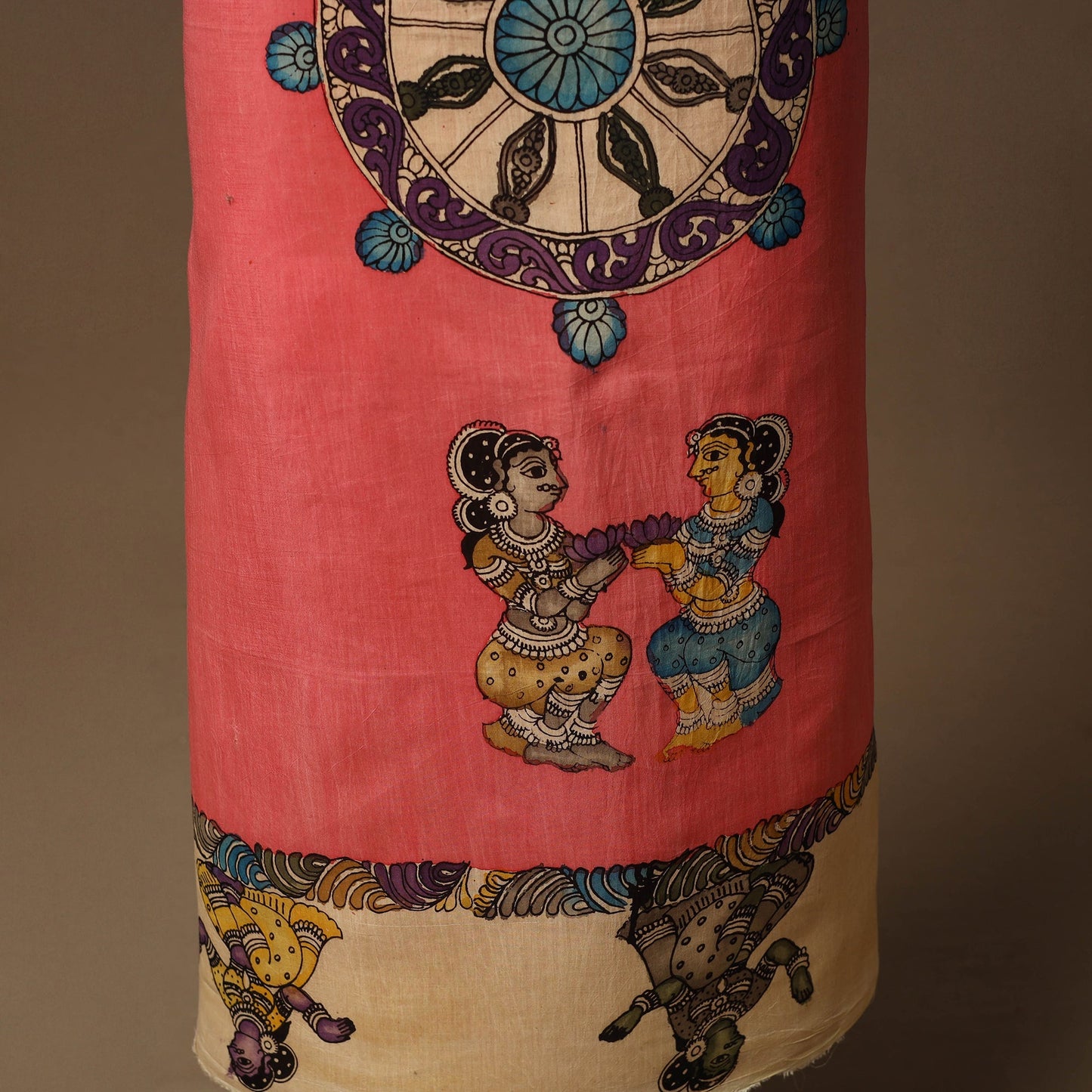 Handpainted srikalahasti bangalore silk pen kalamkari