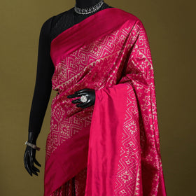 Pink - handspun handloom silk pochampally patola ikat saree