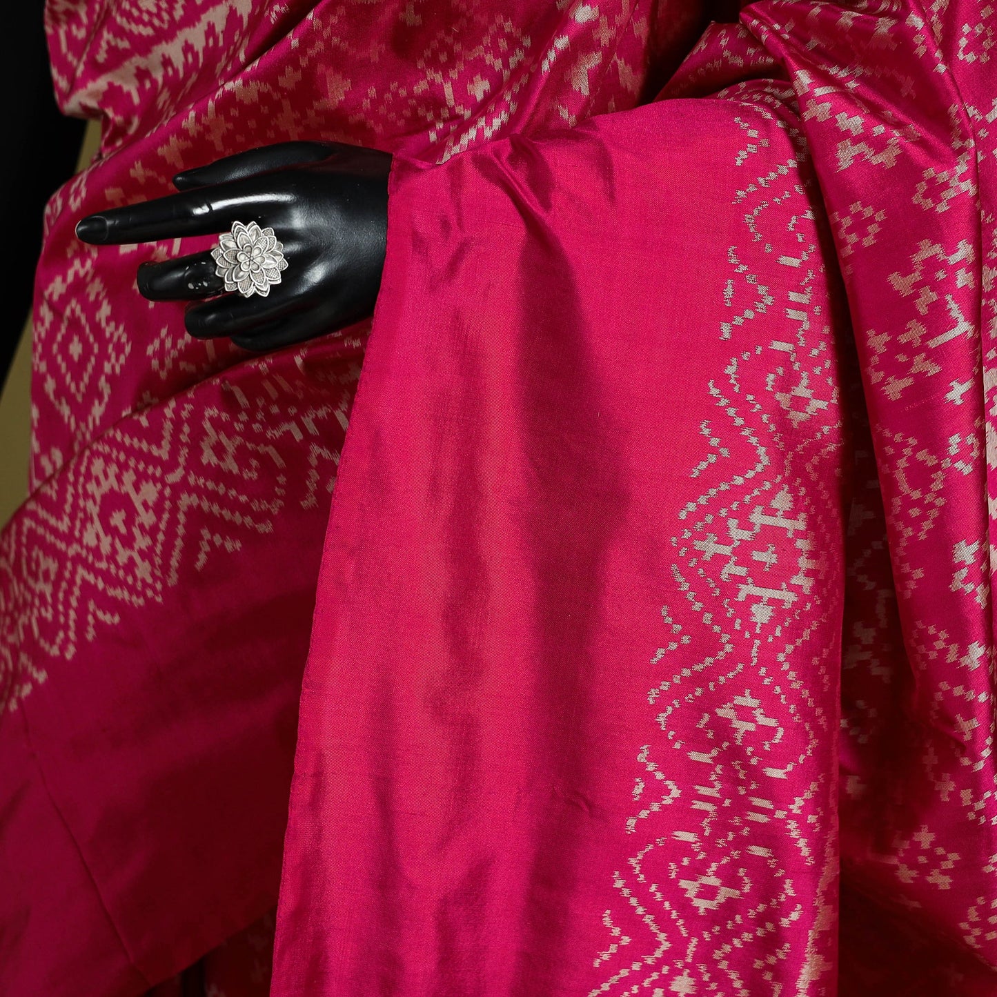 Pink - handspun handloom silk pochampally patola ikat saree