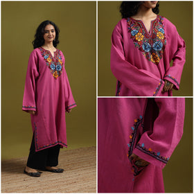 Handwoven aari hand embroidered kashmiri merino wool pheran