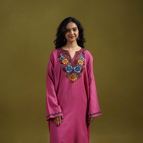 Handwoven aari hand embroidered kashmiri merino wool pheran
