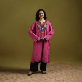 Handwoven aari hand embroidered kashmiri merino wool pheran