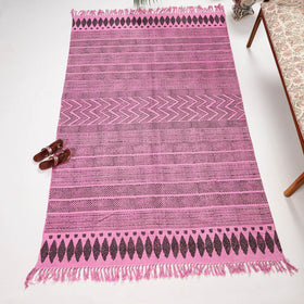 Pure Handloom Block Printed Cotton Durrie / Carpet / Rug 