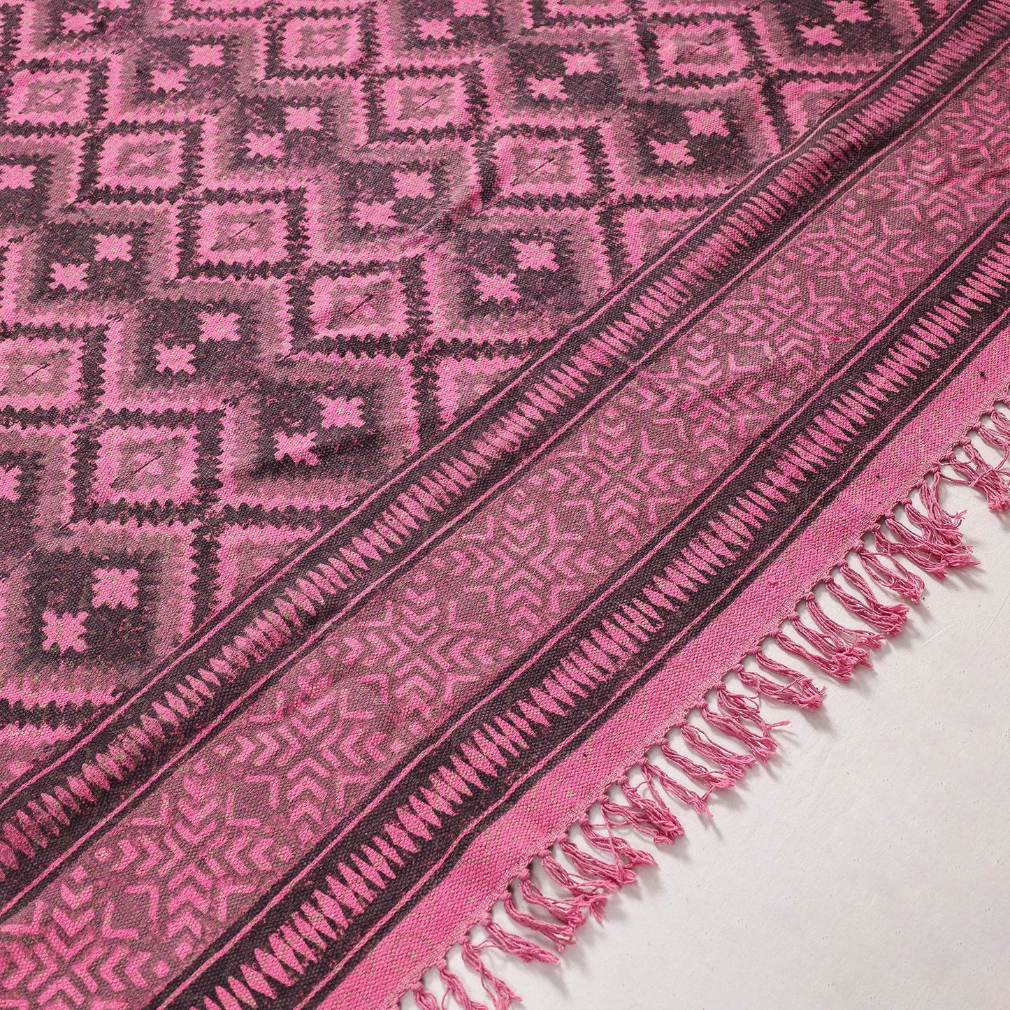  Pure Handloom Block Printed Cotton Durrie / Carpet / Rug 