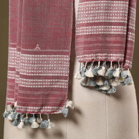 Pink - handwoven fine cotton kutch bhujodi stole 05