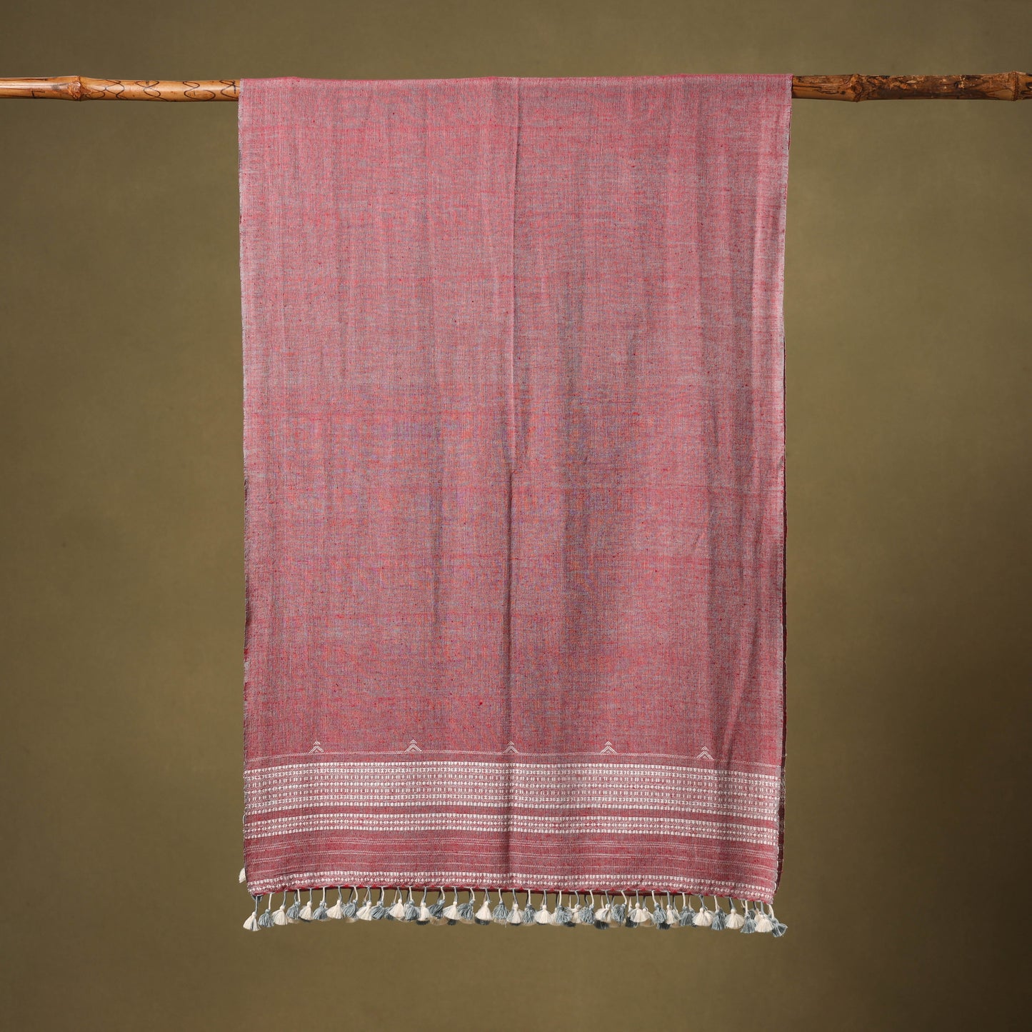 Pink - handwoven fine cotton kutch bhujodi stole 05