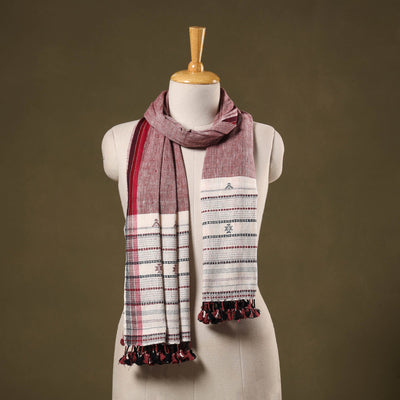 Pink - handwoven kala cotton kutch bhujodi stole 16