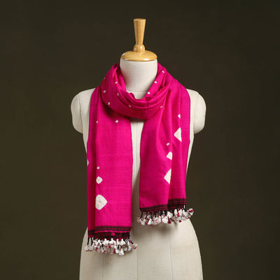 Pink - handwoven merino wool tie-dye shibori stole 08