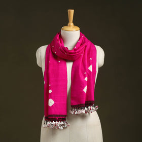 Pink - handwoven merino wool tie-dye shibori stole 08
