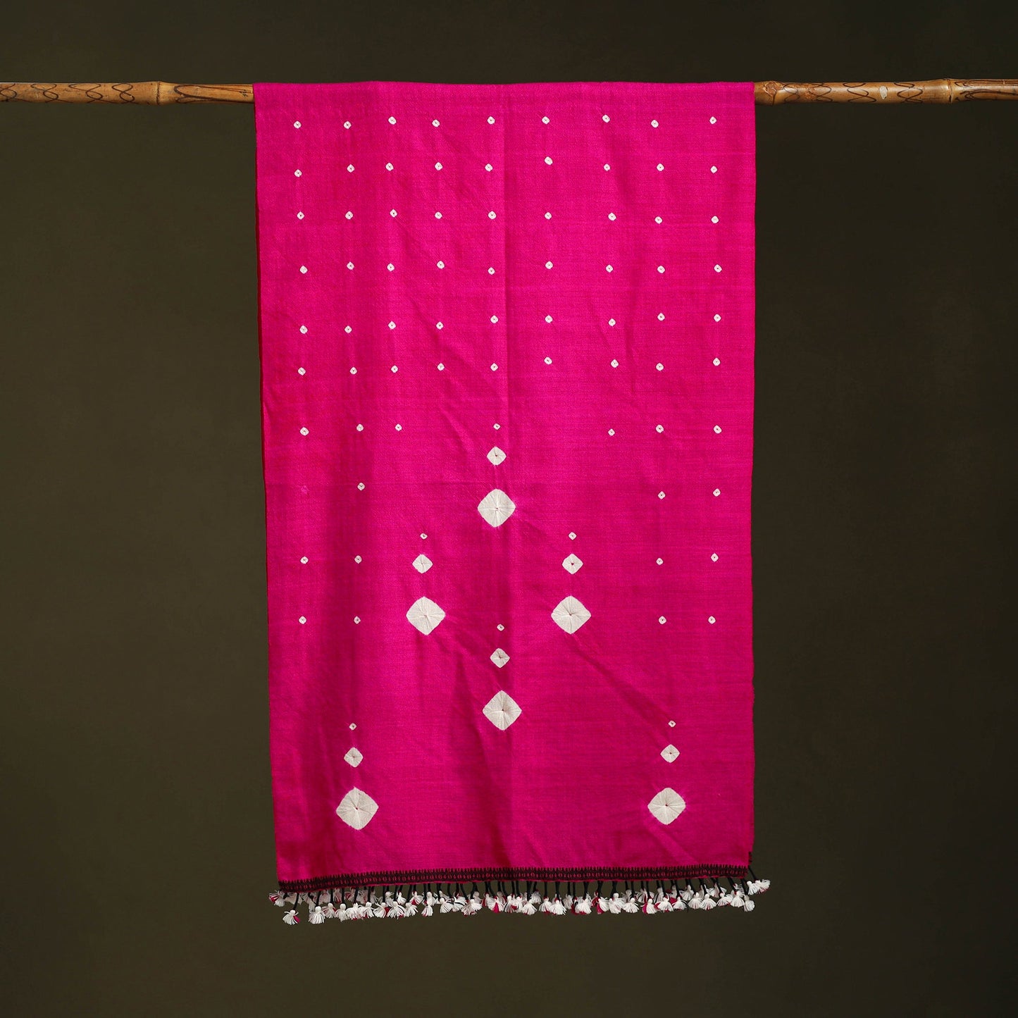 Pink - handwoven merino wool tie-dye shibori stole 08