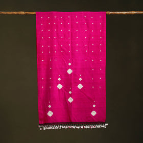 Pink - handwoven merino wool tie-dye shibori stole 08