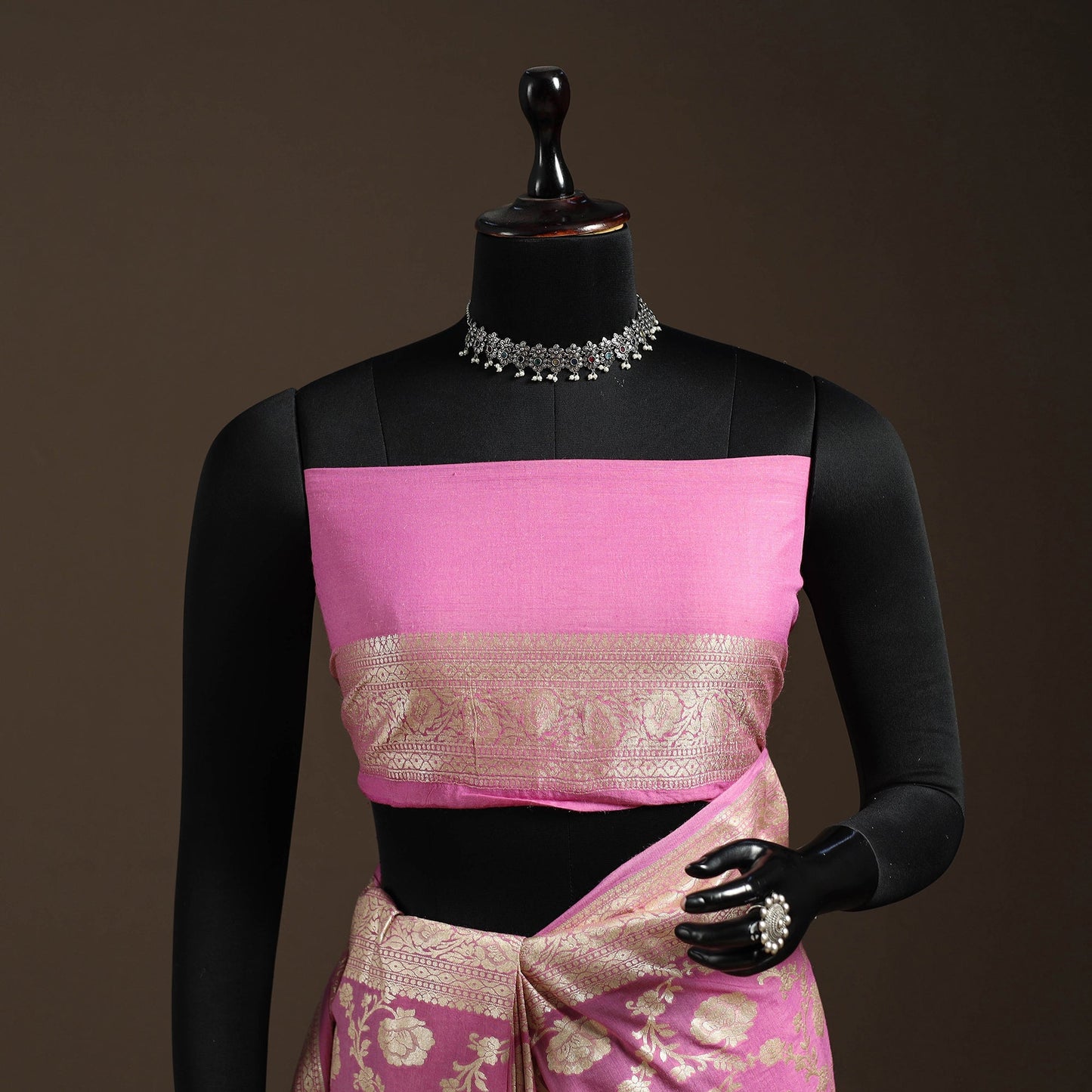 Handwoven zari jaal work mulberry x muga silk heavy