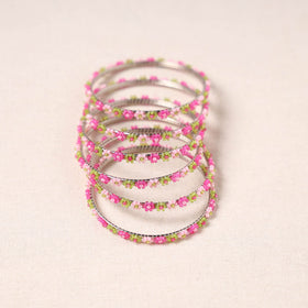 Buy Hapur Flower Beadwork Bangles by Aagaz (Set of 6) Online