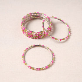 Buy Hapur Flower Beadwork Bangles by Aagaz (Set of 6) Online