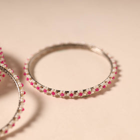 Pink - hapur flower beadwork bangles by aagaz (set of 6) 17