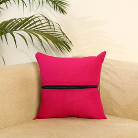Buy Pink Ikat Cotton with Ajrakh Modal Silk Cushion Cover