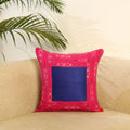Pink Ikat Cotton with Plain Modal Silk Cushion Cover