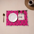 Pink Ikat Cotton Table Mat With Pocket