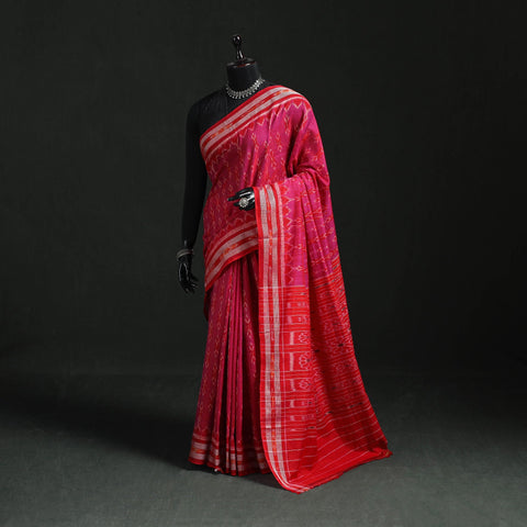 Ikat handloom cotton sambalpuri saree 16 - handcrafted