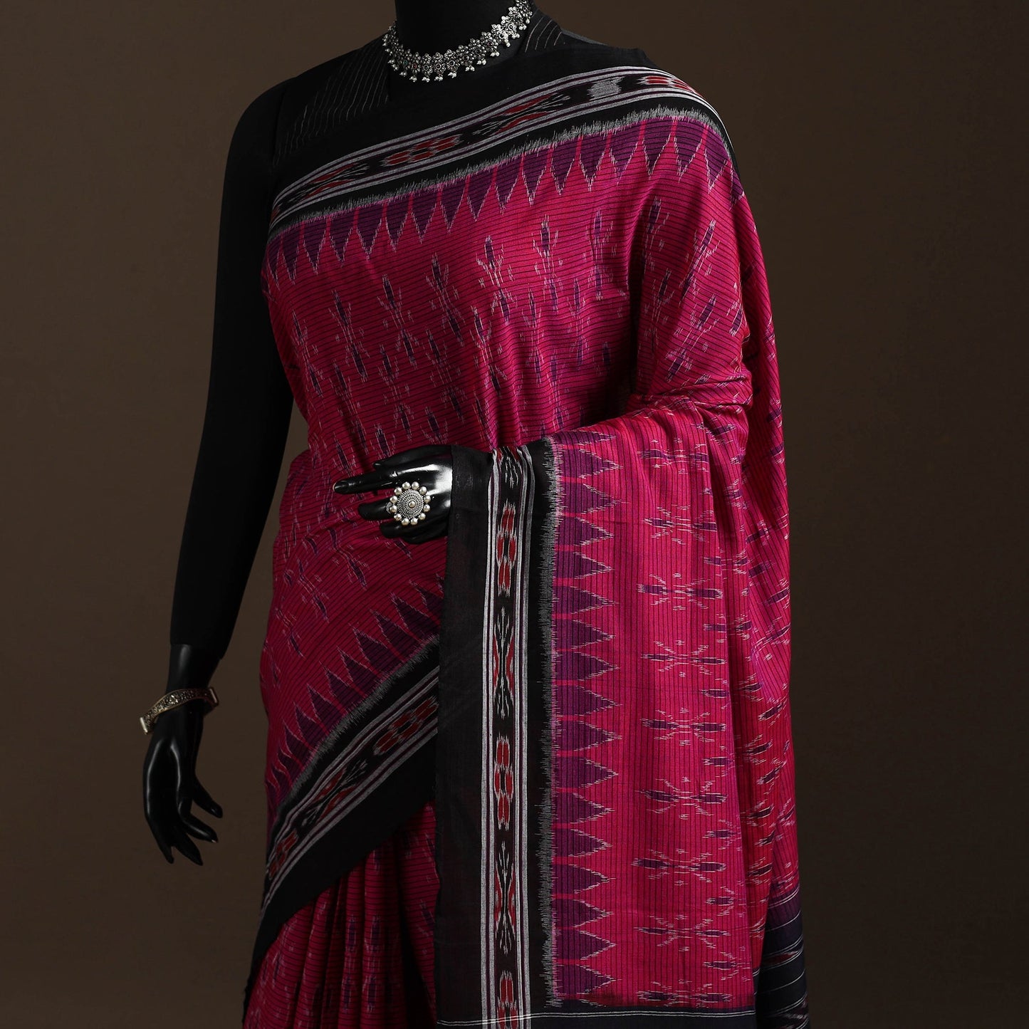 Ikat handloom cotton sambalpuri saree 17 - handcrafted