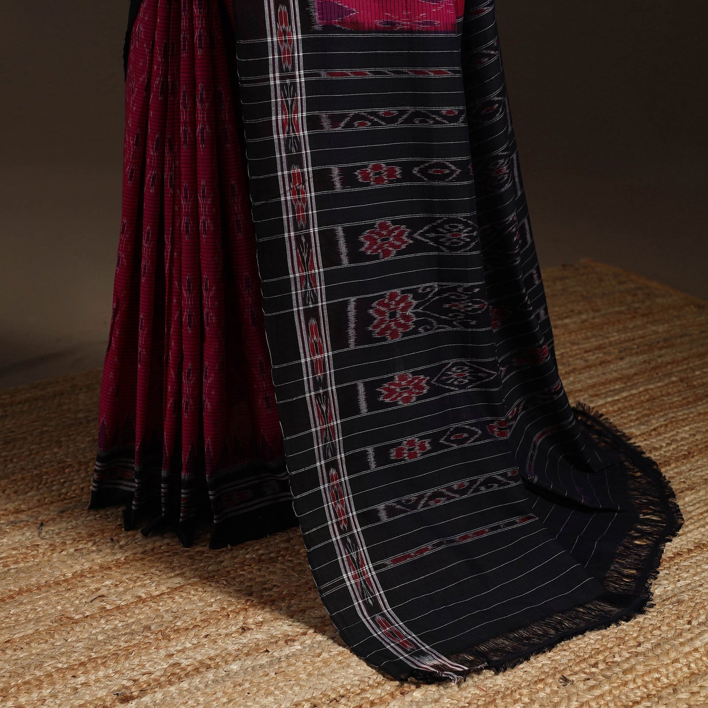 Ikat handloom cotton sambalpuri saree 17 - handcrafted