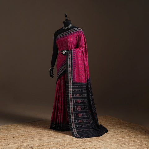 Ikat handloom cotton sambalpuri saree 17 - handcrafted