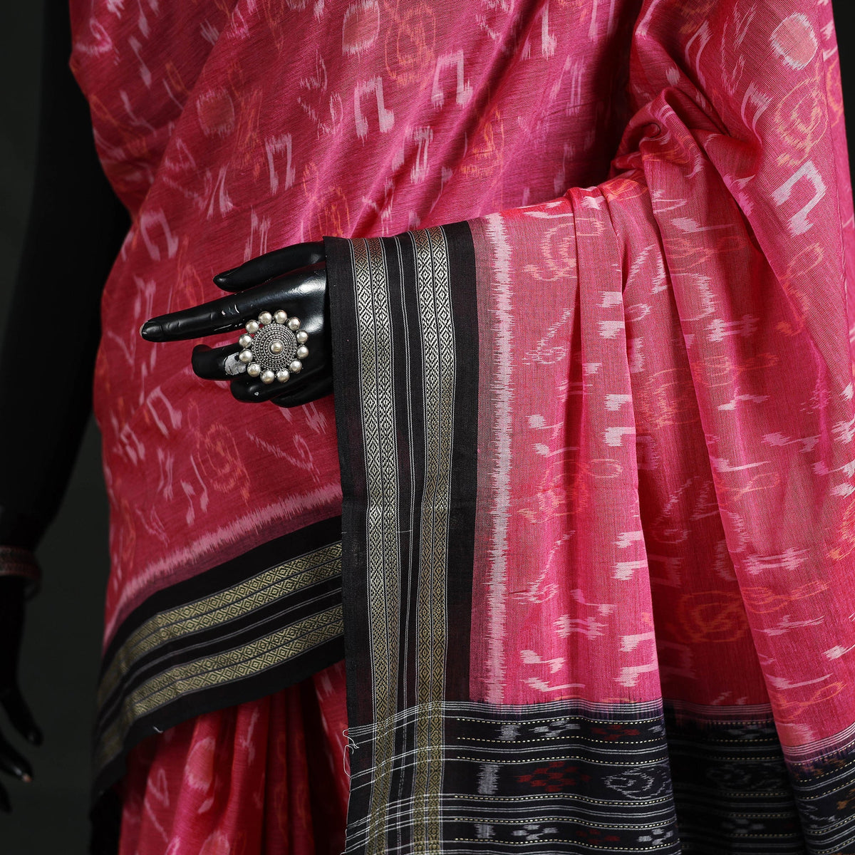 Ikat handloom cotton sambalpuri saree with blouse piece 01