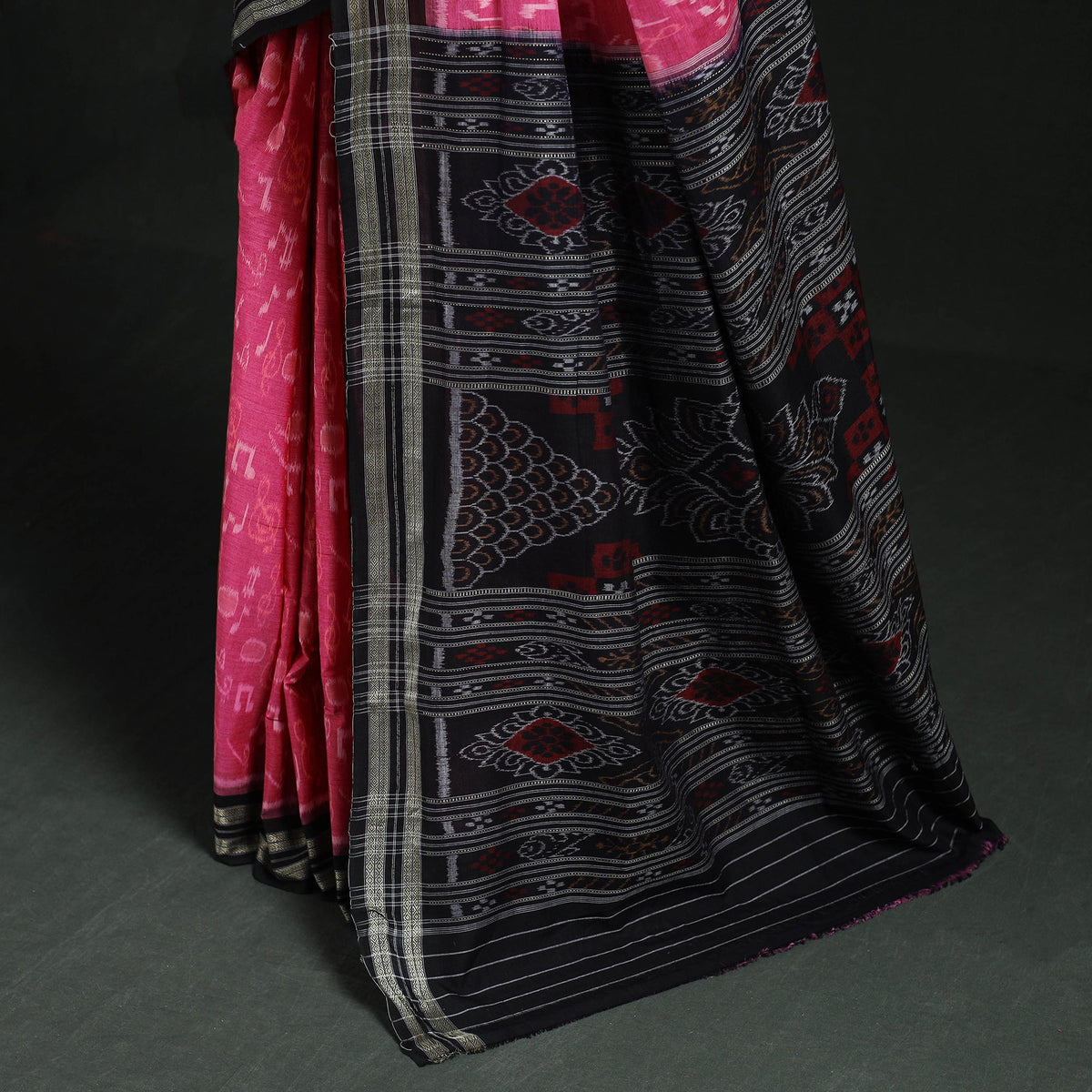 Ikat handloom cotton sambalpuri saree with blouse piece 01