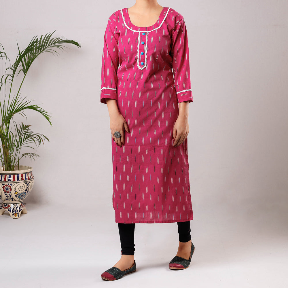 Buy iTokri Casuals - Ikat Weave Cotton Long Kurta Online at iTokri.com