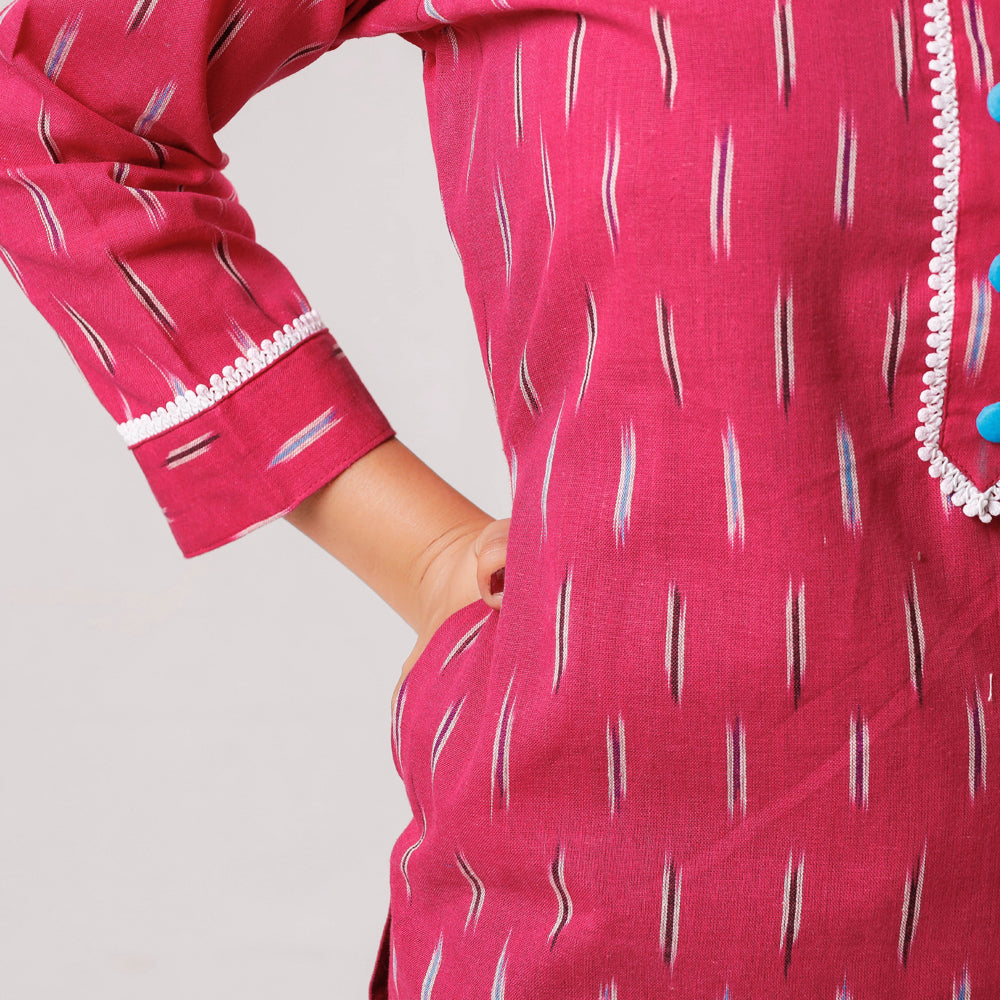 Buy iTokri Casuals - Ikat Weave Cotton Long Kurta Online at iTokri.com