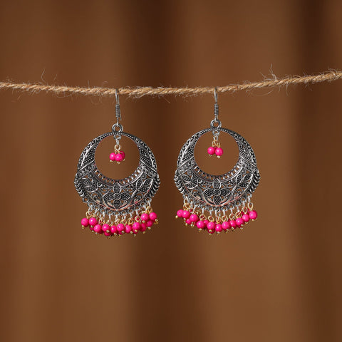 Pink Ishika German Silver Beaded Earrings