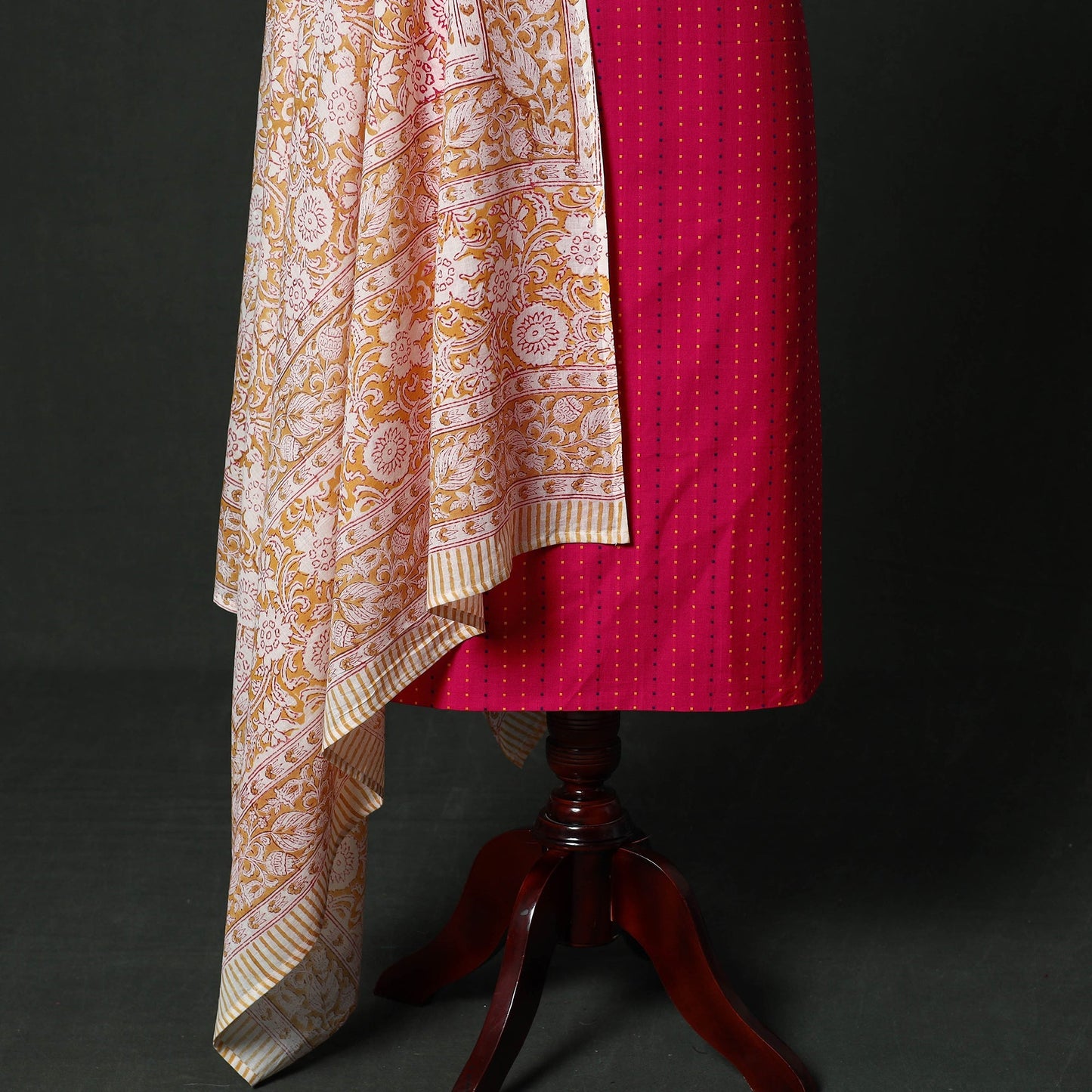 Jacquard cotton 2pc unstitched dress material with earrings