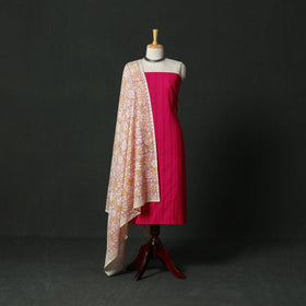 Jacquard cotton 2pc unstitched dress material with earrings