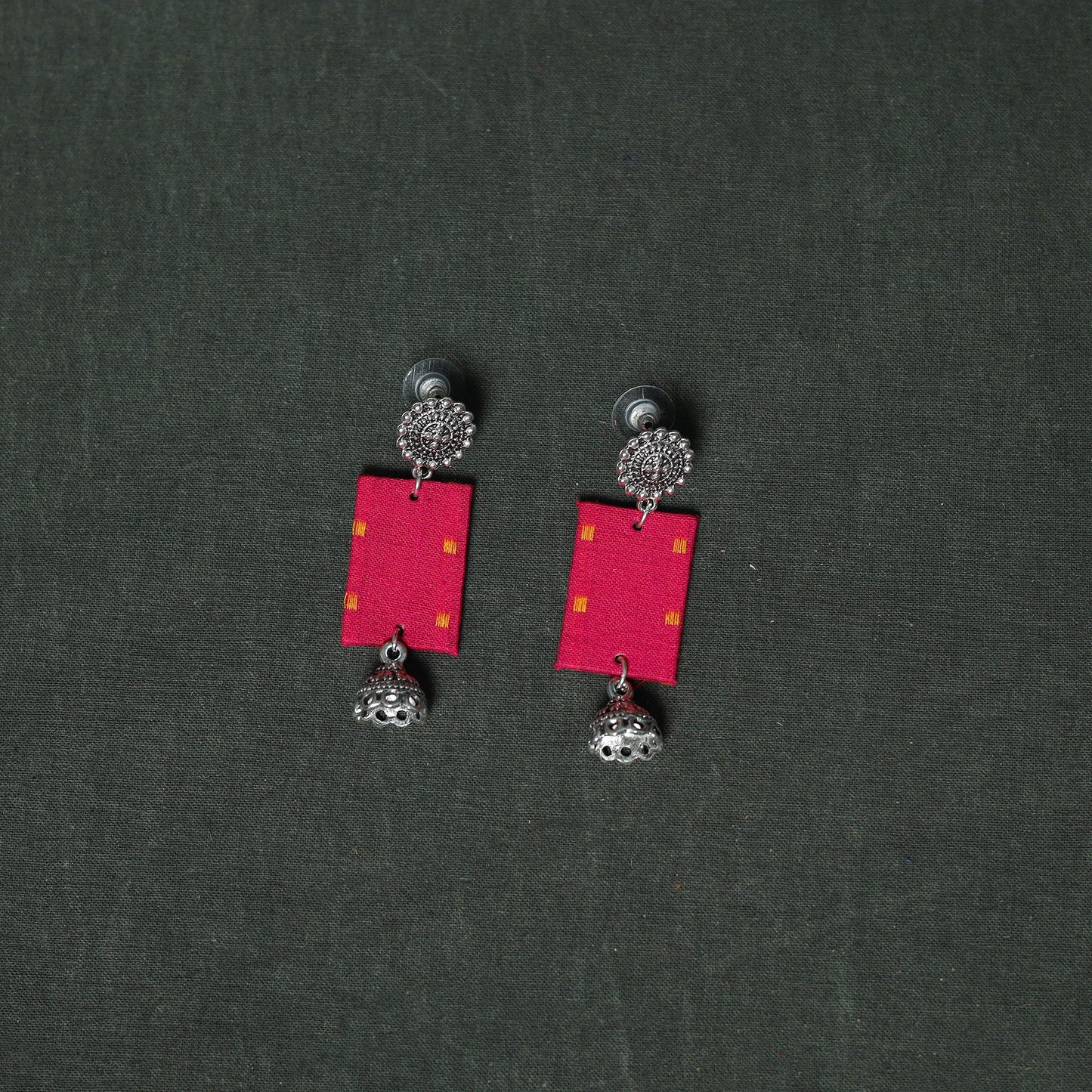 Jacquard cotton 2pc unstitched dress material with earrings