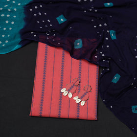 Jacquard cotton 2pc unstitched dress material with earrings