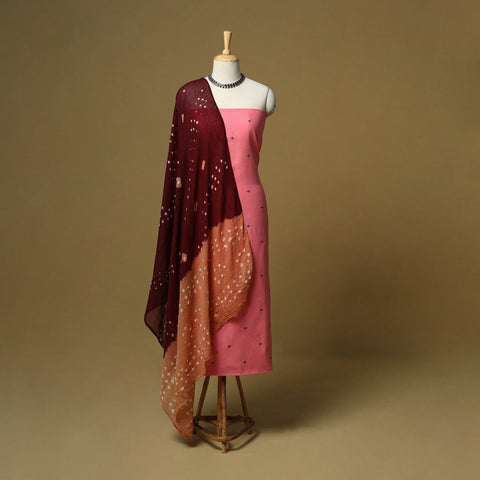 Jacquard cotton 2pc unstitched dress material with earrings