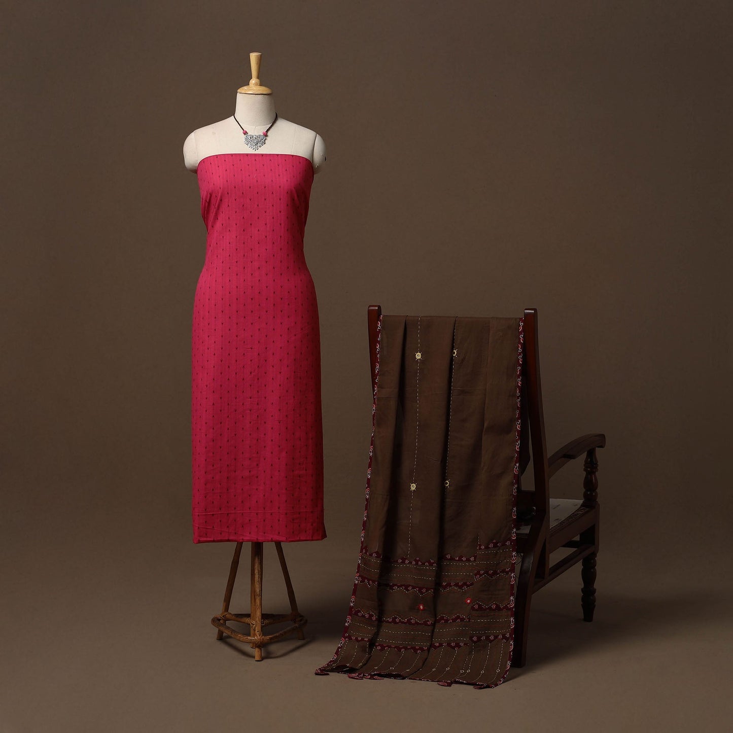 Jacquard cotton 2pc unstitched dress material
