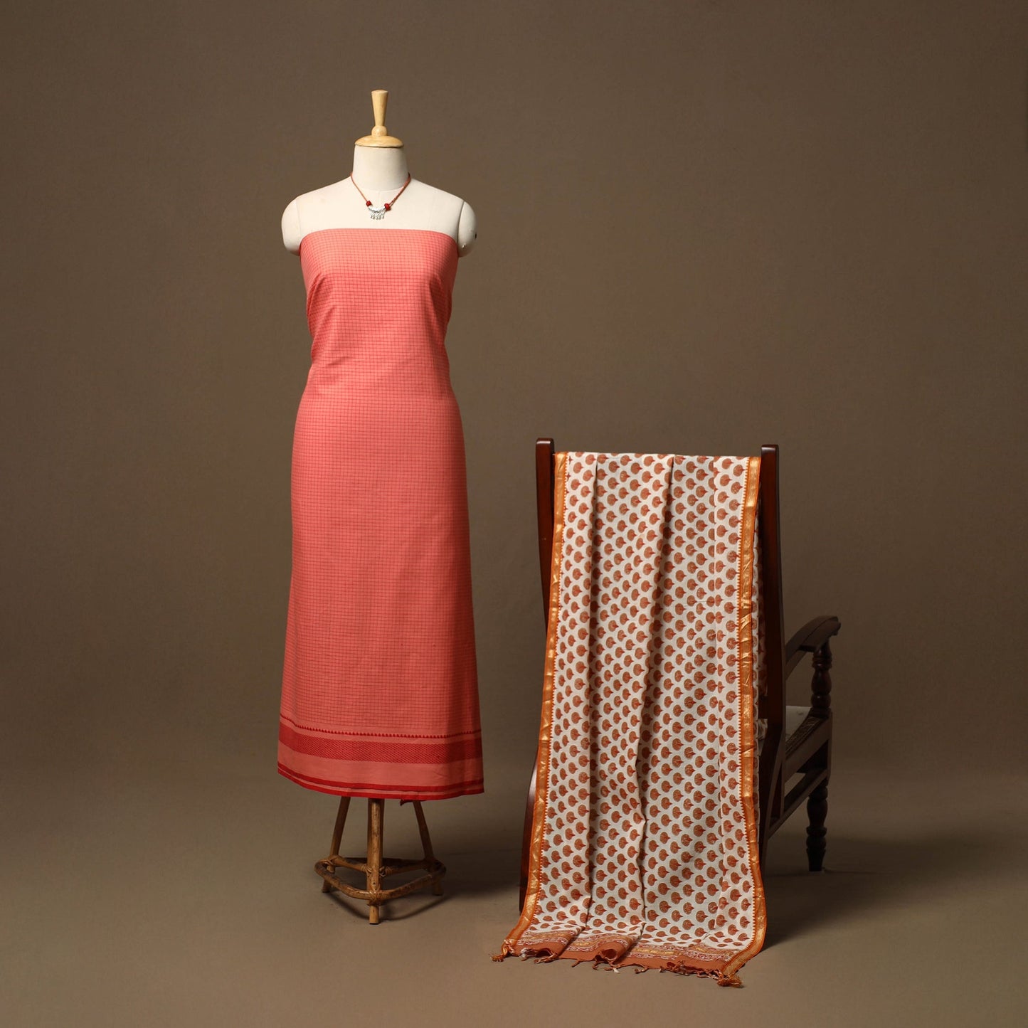 Jacquard cotton 2pc unstitched dress material