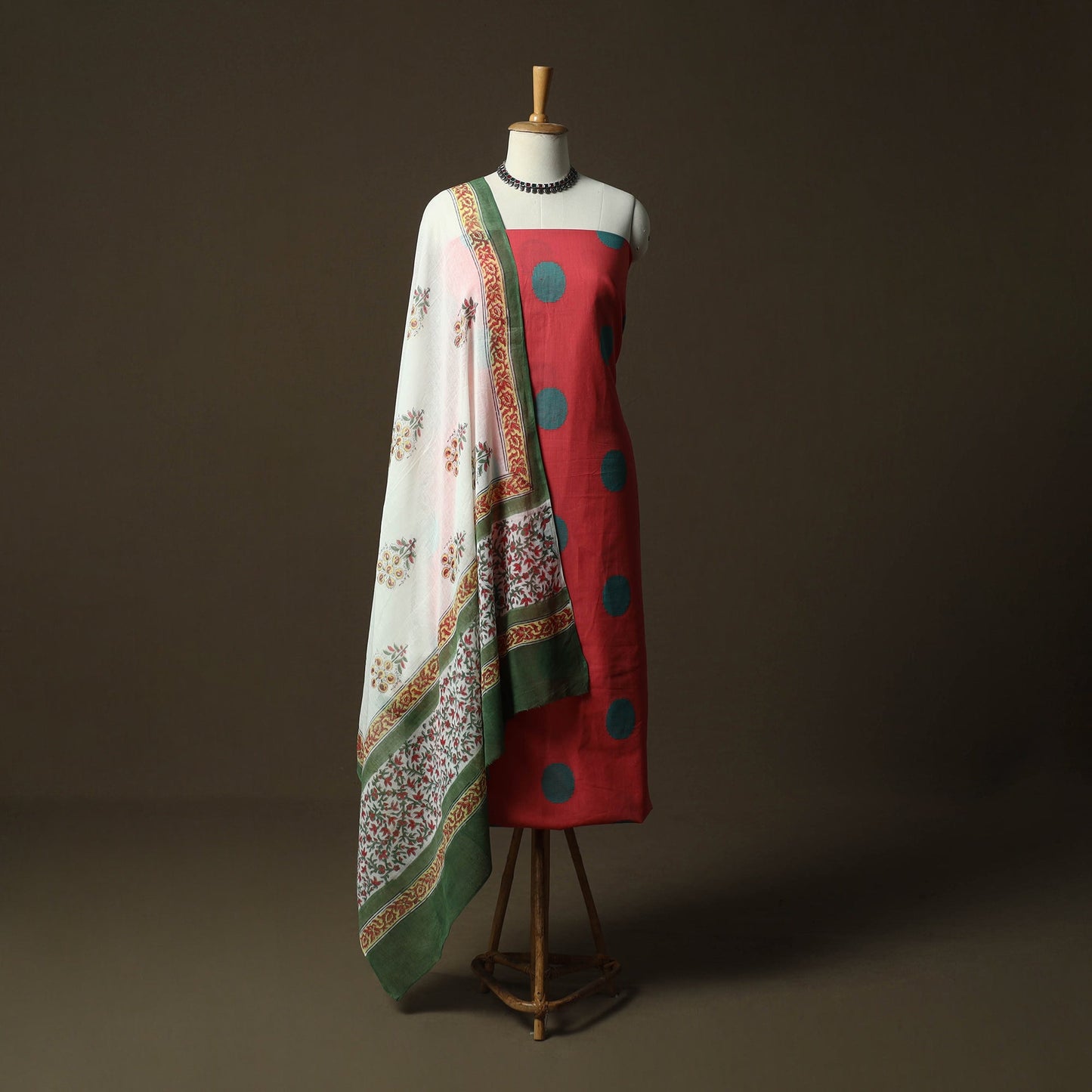 Jacquard cotton 2pc unstitched dress material kurta set 01