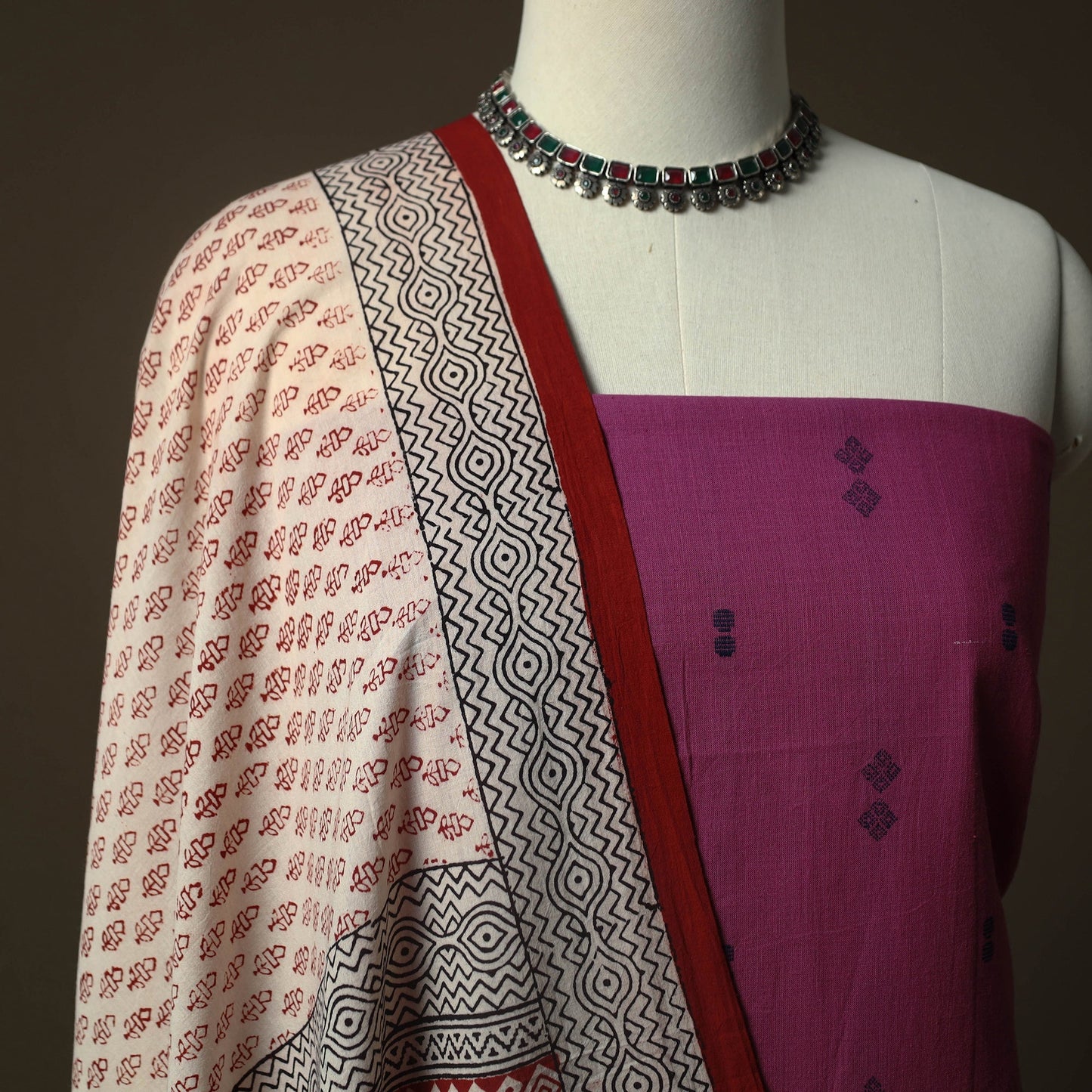 Jacquard cotton 2pc unstitched dress material kurta set 65