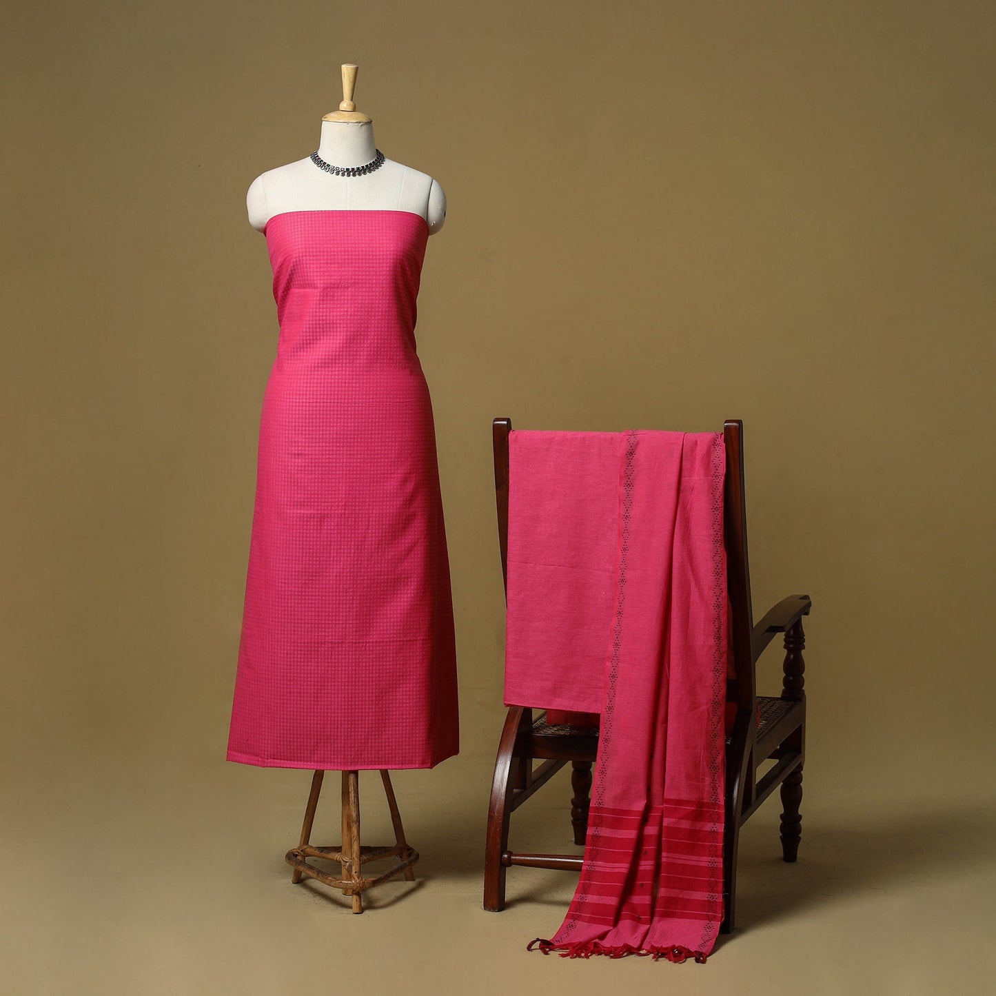 Jacquard cotton 3pc unstitched dress material 13