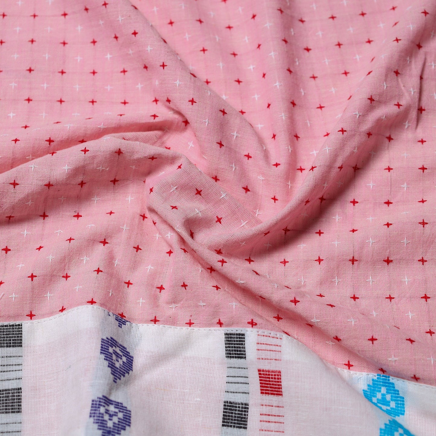 Pink - jacquard cotton blouse piece 74 - handcrafted