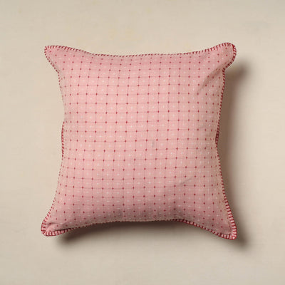 Pink Jacquard Cotton Hand Embroidery Cushion Cover (16 x 16 in) 10