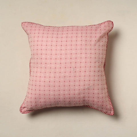 Pink Jacquard Cotton Hand Embroidery Cushion Cover (16 x 16 in) 10