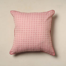 Pink Jacquard Cotton Hand Embroidery Cushion Cover (16 x 16 in) 10