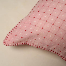Pink Jacquard Cotton Hand Embroidery Cushion Cover (16 x 16 in) 10