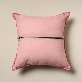Pink Jacquard Cotton Hand Embroidery Cushion Cover (16 x 16 in) 10