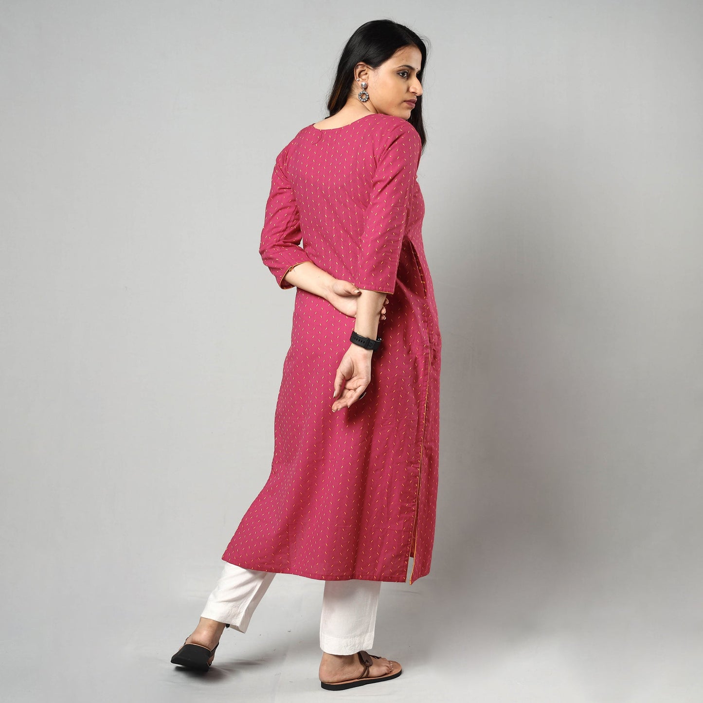 Buy Jacquard Cotton Long Kurta for Women